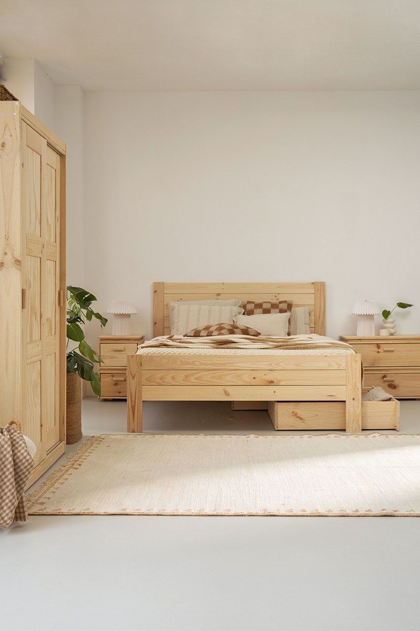 Imagen de ambiente 1 para:Cama doble de 140 cm con cajones de almacenaje